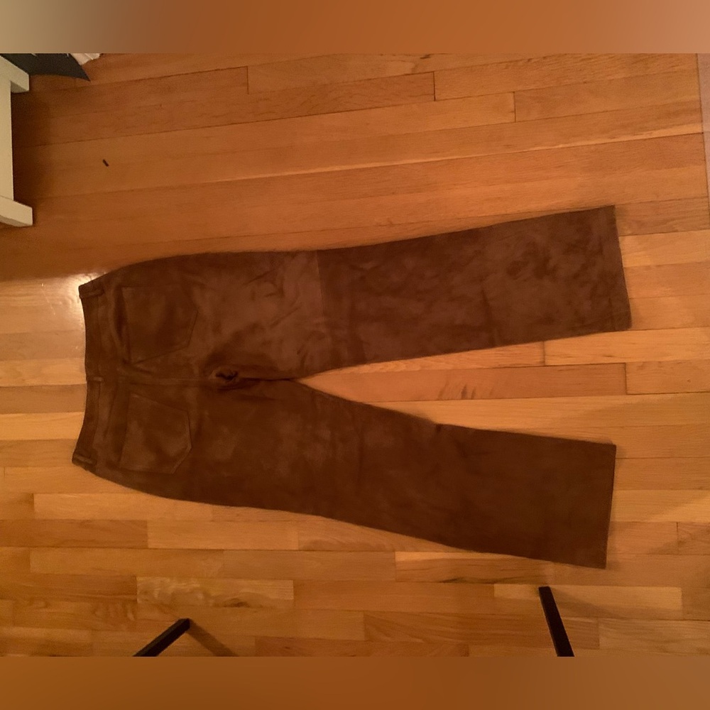 Brown Suede Leather Pants Talbots Size 8 - Picture 4 of 10